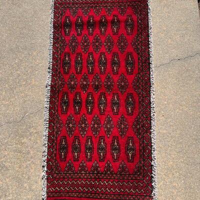 Small Narrow Area Rug Hand Woven Turkoman Style 18x38