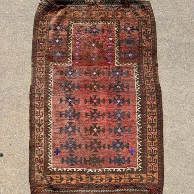 Antique 19th C Small Antique Oriental Prayer Rug 28x46