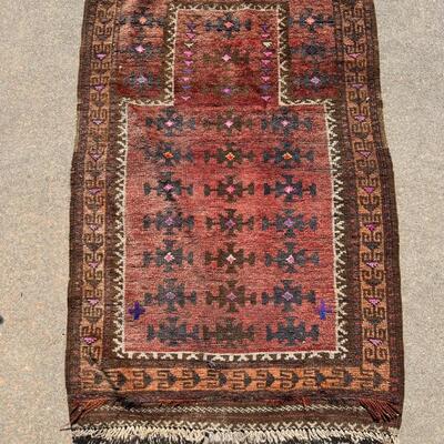 Antique 19th C Small Antique Oriental Prayer Rug 28x46