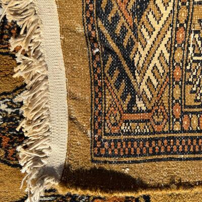 Short Yellow Ochre Turkoman Style Runner Hand Woven 32x58