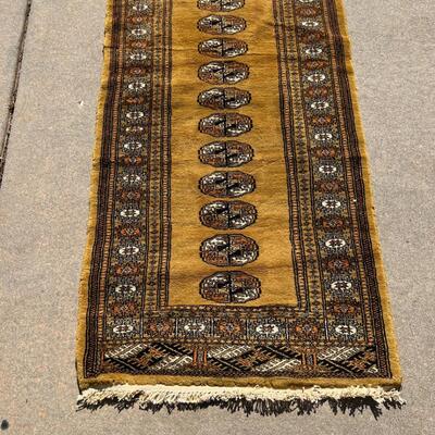 Short Yellow Ochre Turkoman Style Runner Hand Woven 32x58