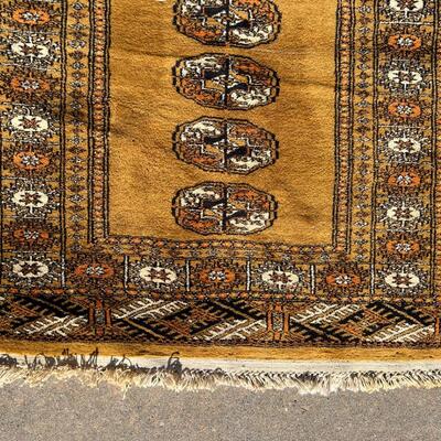 Short Yellow Ochre Turkoman Style Runner Hand Woven 32x58