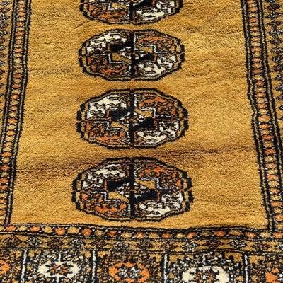 Short Yellow Ochre Turkoman Style Runner Hand Woven 32x58