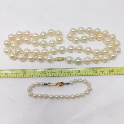 VINTAGE FAUX PEARL BRACELET NECKLACE COSTUME JEWELRY BUNDLE