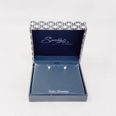 DAZZLING SPARKLE ALLURE CUBIC ZIRCONIA SILVERPLATED JCPENNEY EARRINGS
