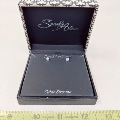 DAZZLING SPARKLE ALLURE CUBIC ZIRCONIA SILVERPLATED JCPENNEY EARRINGS