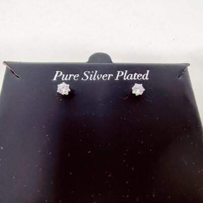 DAZZLING SPARKLE ALLURE CUBIC ZIRCONIA SILVERPLATED JCPENNEY EARRINGS
