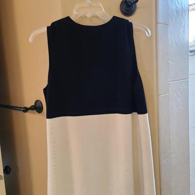 Talbots Black and Cream Sleeveless Cardigan