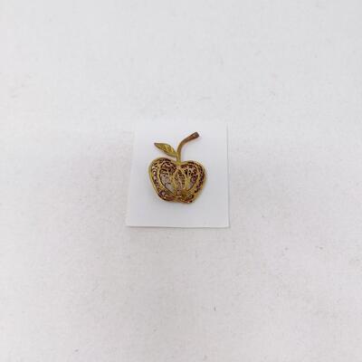 GOLD TONED APPLE BROOCH