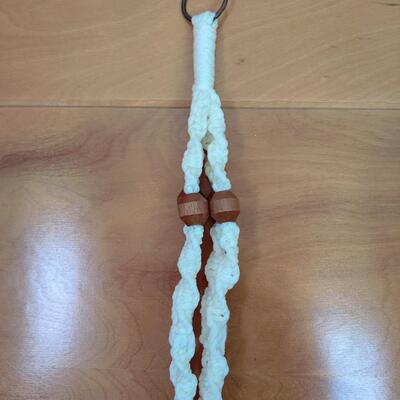 PRETTY WHITE MACRAME HANGING BASKET HOLDER