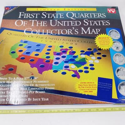 FIRST STATE QUARTERS OF THE UNITED STATES COLLECTOR'S MAP AS SEEN ON TV NEW IN BOX
