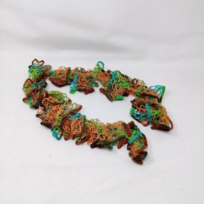 CROCHETED RUFFLE EARTH COLORS SCARF