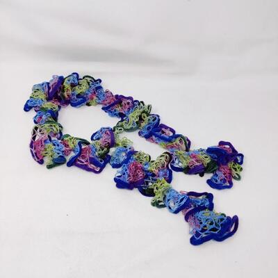 CROCHETED RUFFLE MYSTICAL BLUISH SCARF