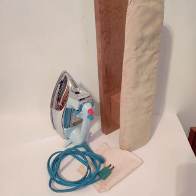 VINTAGE GE SURGE OF STEAM IRON W/ PORTABLE SMALL IRONING BOARD