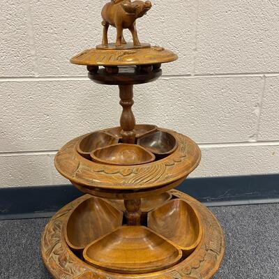 Wood tiered lazy susan