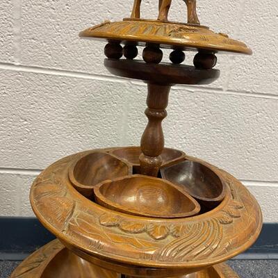 Wood tiered lazy susan