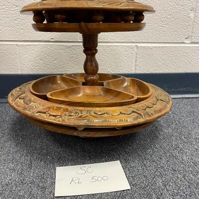 Wood tiered lazy susan