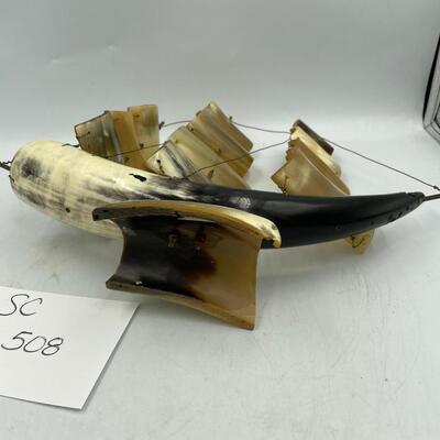 Hand carved horn schooner clipper ship