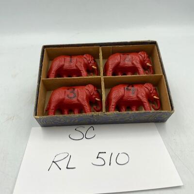 Vintage red elephants #1,2,3,4