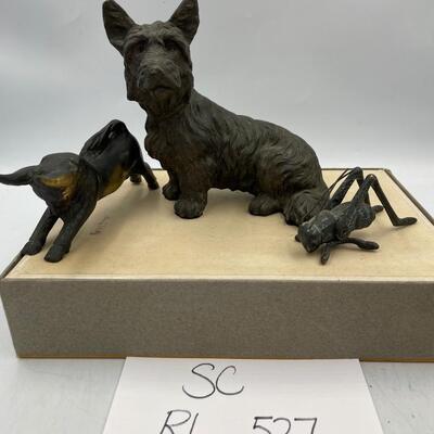 Scottish terrior, bull, grasshopper