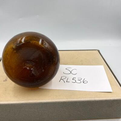 Amber glass double handed vase