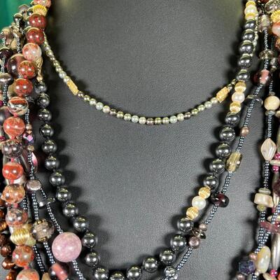 necklaces garnet and metallic