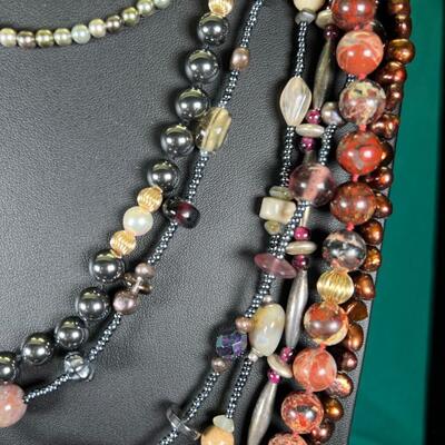 necklaces garnet and metallic