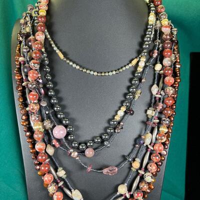 necklaces garnet and metallic