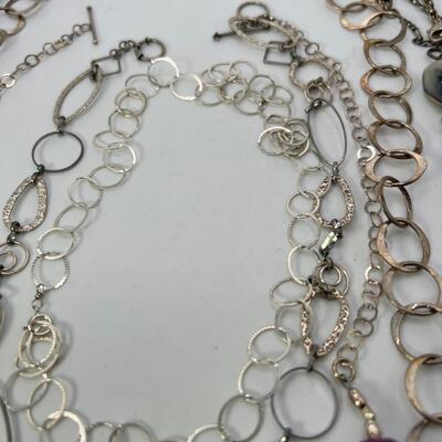 Bead and Silver chain necklaces