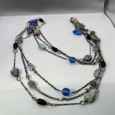 Bead and Silver chain necklaces