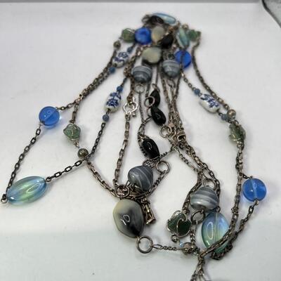 Bead and Silver chain necklaces