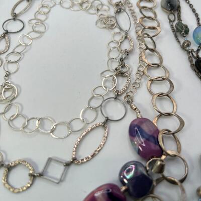 Bead and Silver chain necklaces