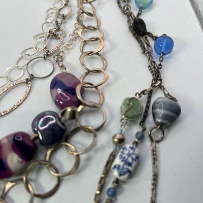 Bead and Silver chain necklaces