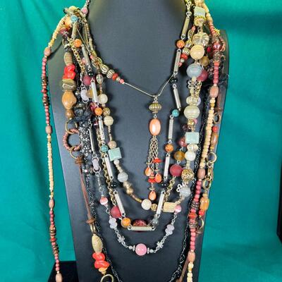 8 Costume bead necklaces