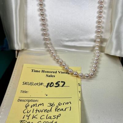 22" Knotted Cultured 6mm pearl strand