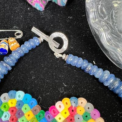 heart glass trinket box necklaces