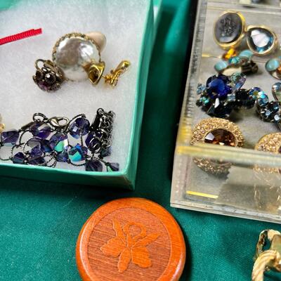 2 Lucite Jewelry boxes, filled with clip on earrings