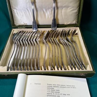 Antique French Silver Flatware 12 spoons and forks