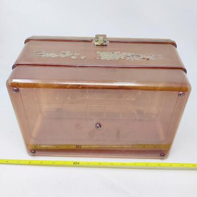 VINTAGE BROWN SEWING CARRY CASE WITH TRAY