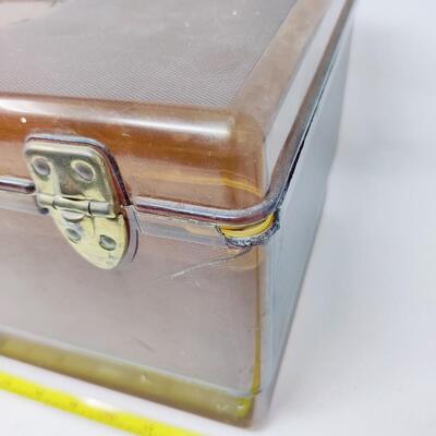 VINTAGE BROWN SEWING CARRY CASE WITH TRAY