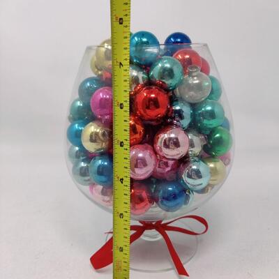 MINIATURE VINTAGE GLASS ORNAMENTS FILLED GOBLET