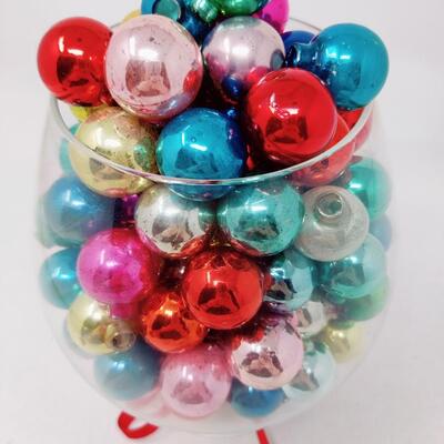 MINIATURE VINTAGE GLASS ORNAMENTS FILLED GOBLET