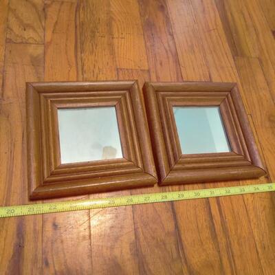 PAIR OF MINI WOOD MIRRORS