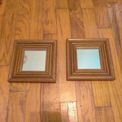 PAIR OF MINI WOOD MIRRORS