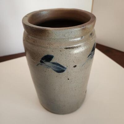 Antique Stoneware Flow Blue Crock