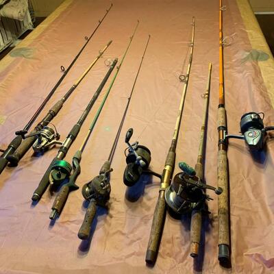 Vintage Fishing Poles Rods and Reels Lot