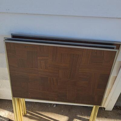 4 SET OF VINTAGE BROWN & GOLD STANDING TRAYS