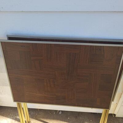 4 SET OF VINTAGE BROWN & GOLD STANDING TRAYS