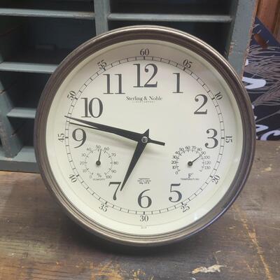 STERLING & NOBLE WALL CLOCK W/ HUMIDITY & DEGREE