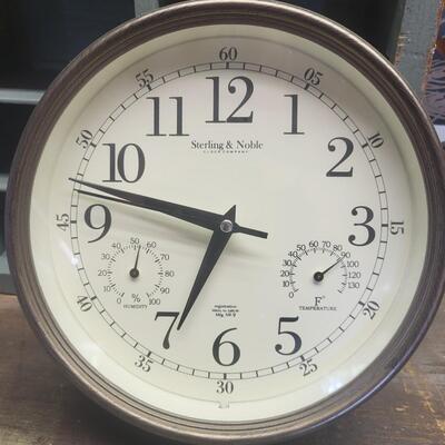 STERLING & NOBLE WALL CLOCK W/ HUMIDITY & DEGREE